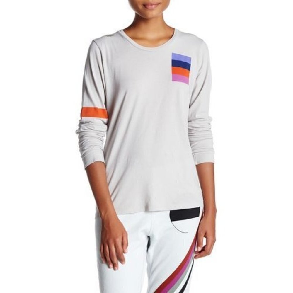 FreeCity Life Nature Love Cotton Crewneck T-Shirt Long Sleeve Tee Gray Size XS